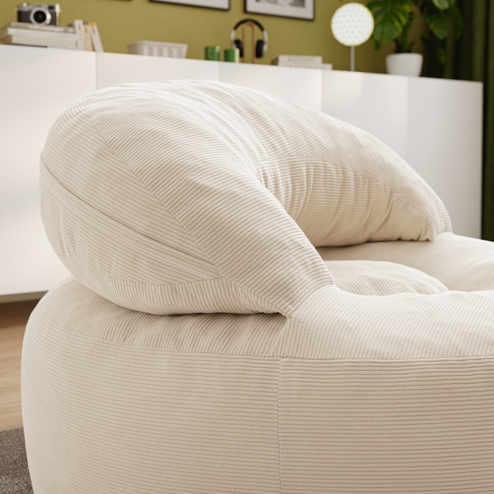 SoBuy | Sofa | Sessel mit Hocker Loungesessel mit Liegefunktion | Cream White | FST100-MI