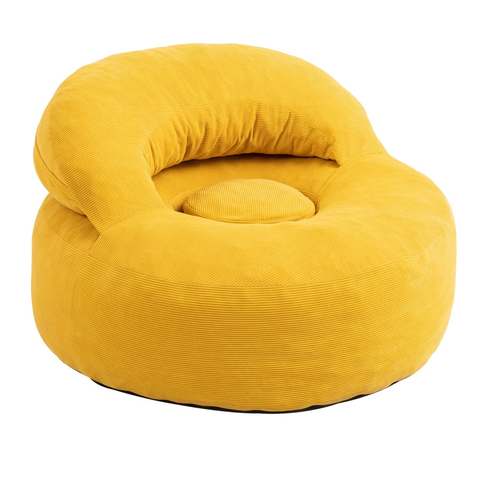 SoBuy | Sofa | Skandinavischer Sessel in Gelb mit Fußhocker | Yellow | 110×125×65 cm | FST100-Y