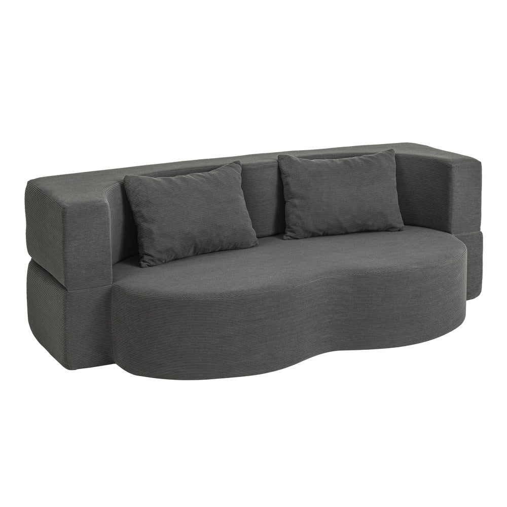SoBuy | Schlafsofa | Schlafsofa & Schlafcouch in Dunkelgrau mit 2 Kissen | Dunkelgrau | FST101-DG