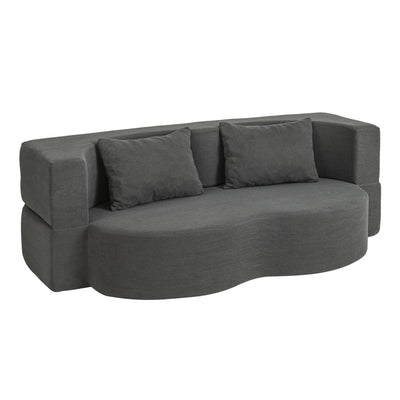 SoBuy | Schlafsofa | Schlafsofa & Schlafcouch in Dunkelgrau mit 2 Kissen | Dunkelgrau | FST101-DG