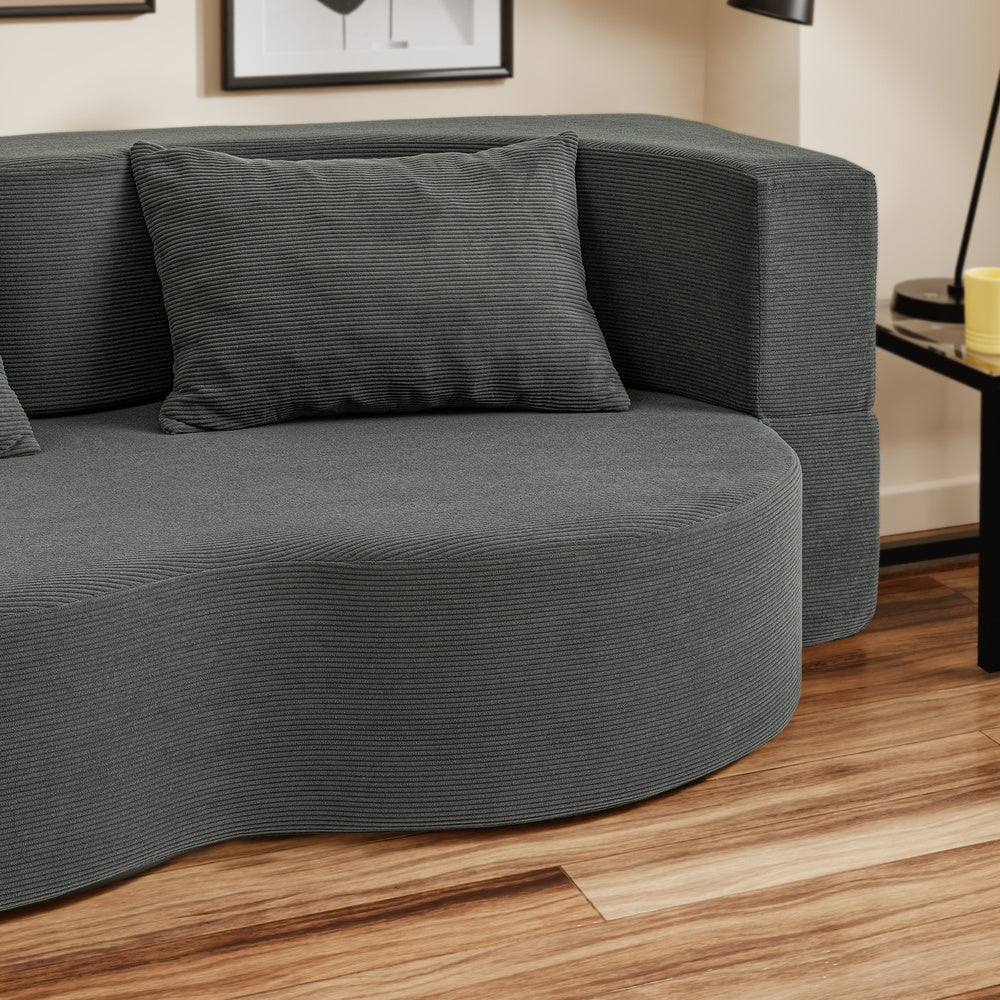SoBuy | Schlafsofa | Schlafsofa & Schlafcouch in Dunkelgrau mit 2 Kissen | Dunkelgrau | FST101-DG