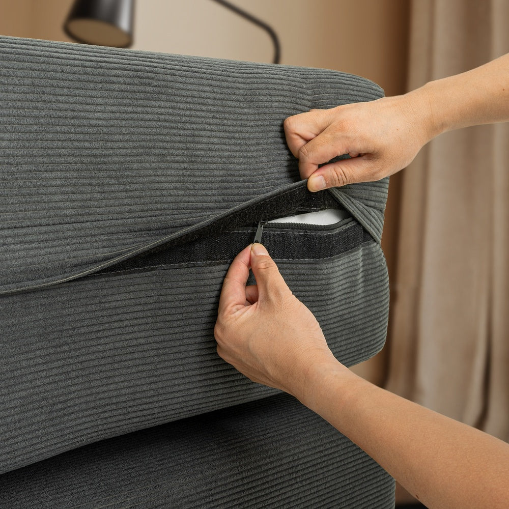 SoBuy | Schlafsofa | Schlafsofa & Schlafcouch in Dunkelgrau mit 2 Kissen | Dunkelgrau | FST101-DG