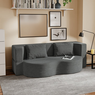 SoBuy | Schlafsofa | Schlafsofa & Schlafcouch in Dunkelgrau mit 2 Kissen | Dunkelgrau | FST101-DG