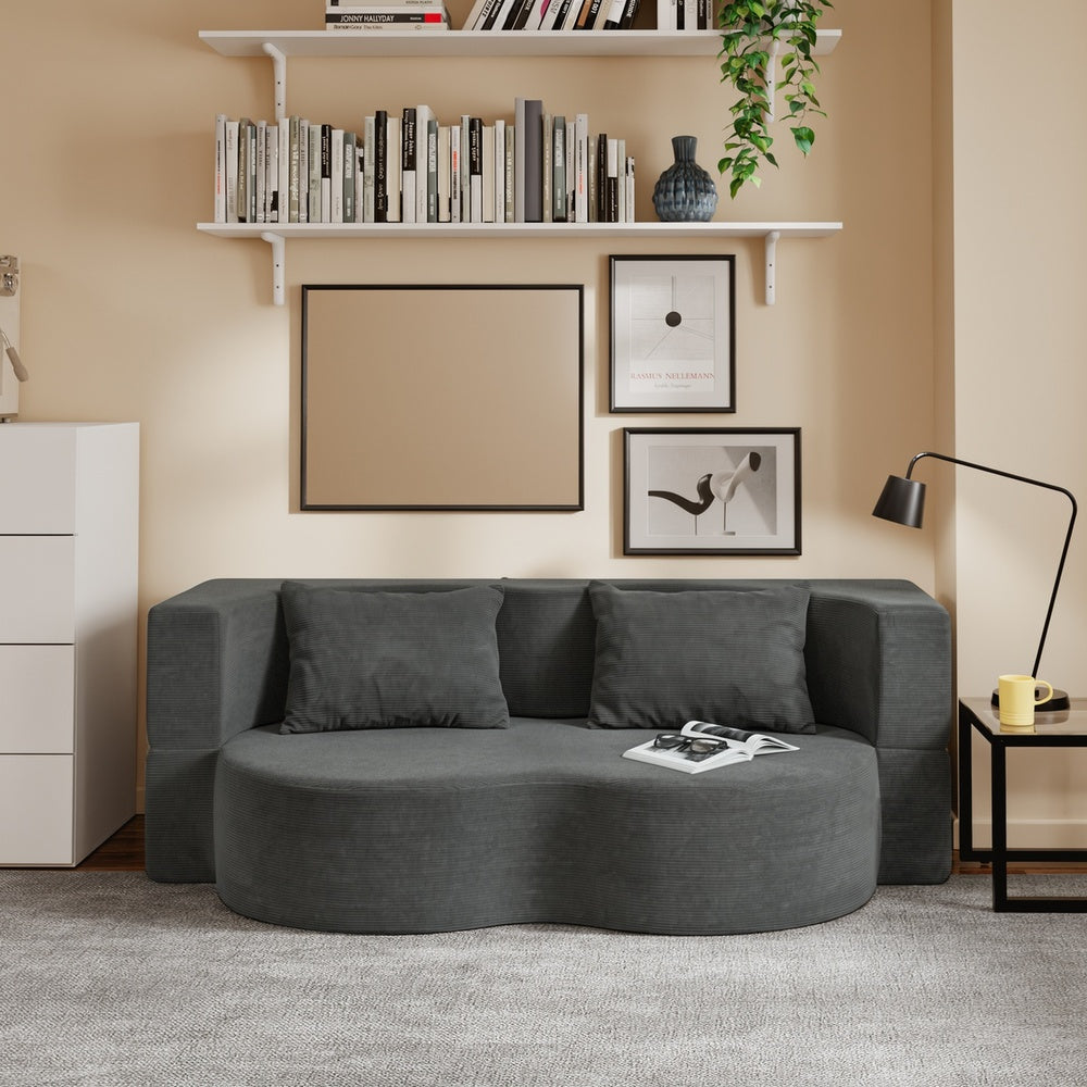 SoBuy | Schlafsofa | Schlafsofa & Schlafcouch in Dunkelgrau mit 2 Kissen | Dunkelgrau | FST101-DG