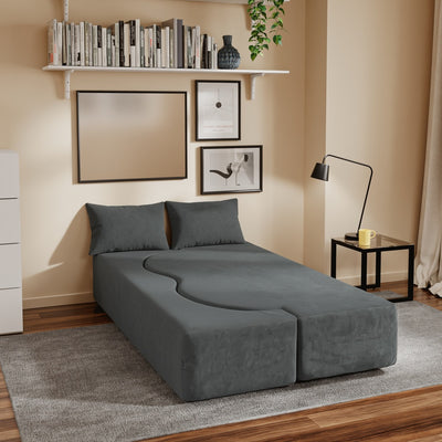 SoBuy | Schlafsofa | Schlafsofa & Schlafcouch in Dunkelgrau mit 2 Kissen | Dunkelgrau | FST101-DG