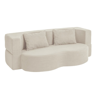 SoBuy | Schlafsofa | Schlafsofa 2-Sitzer in Beige mit 2 Kissen | Beige | 177×107×32 cm | FST101-MI