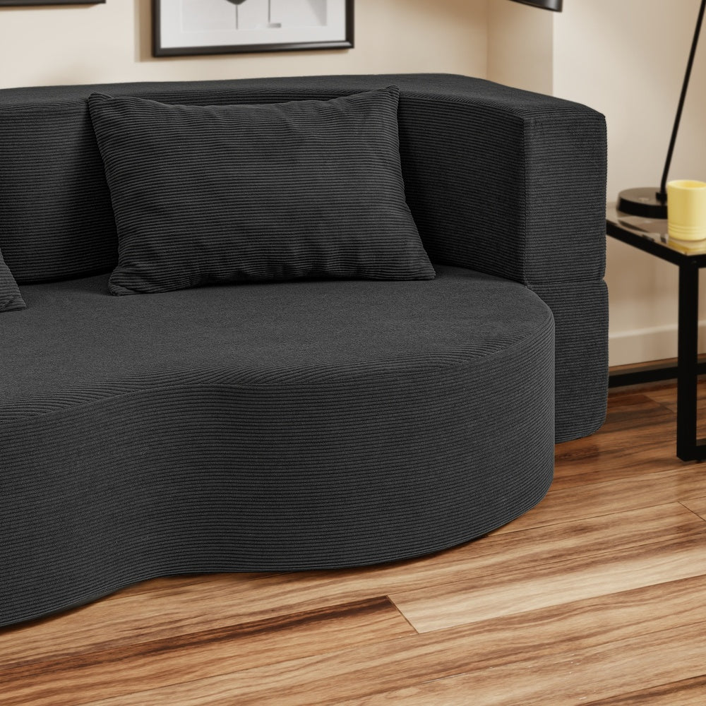 SoBuy | Schlafsofa | Schlafsofa klein mit Federkern & 2 Kissen | Schwarz | FST101-SCH