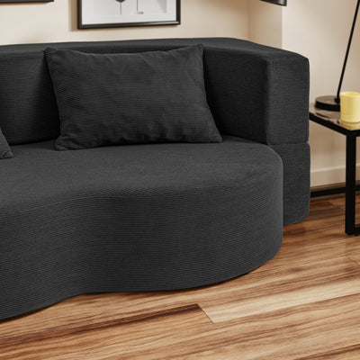 SoBuy | Schlafsofa | Schlafsofa klein mit Federkern & 2 Kissen | Schwarz | FST101-SCH