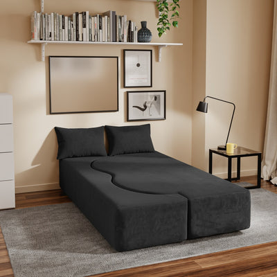 SoBuy | Schlafsofa | Schlafsofa klein mit Federkern & 2 Kissen | Schwarz | FST101-SCH
