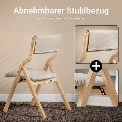 SoBuy | Set mit 2 Klappstühlen aus Holz | Küchenstuhl l Schreibtischstuhl Kinder | Hellgrau | FST40-HGx2