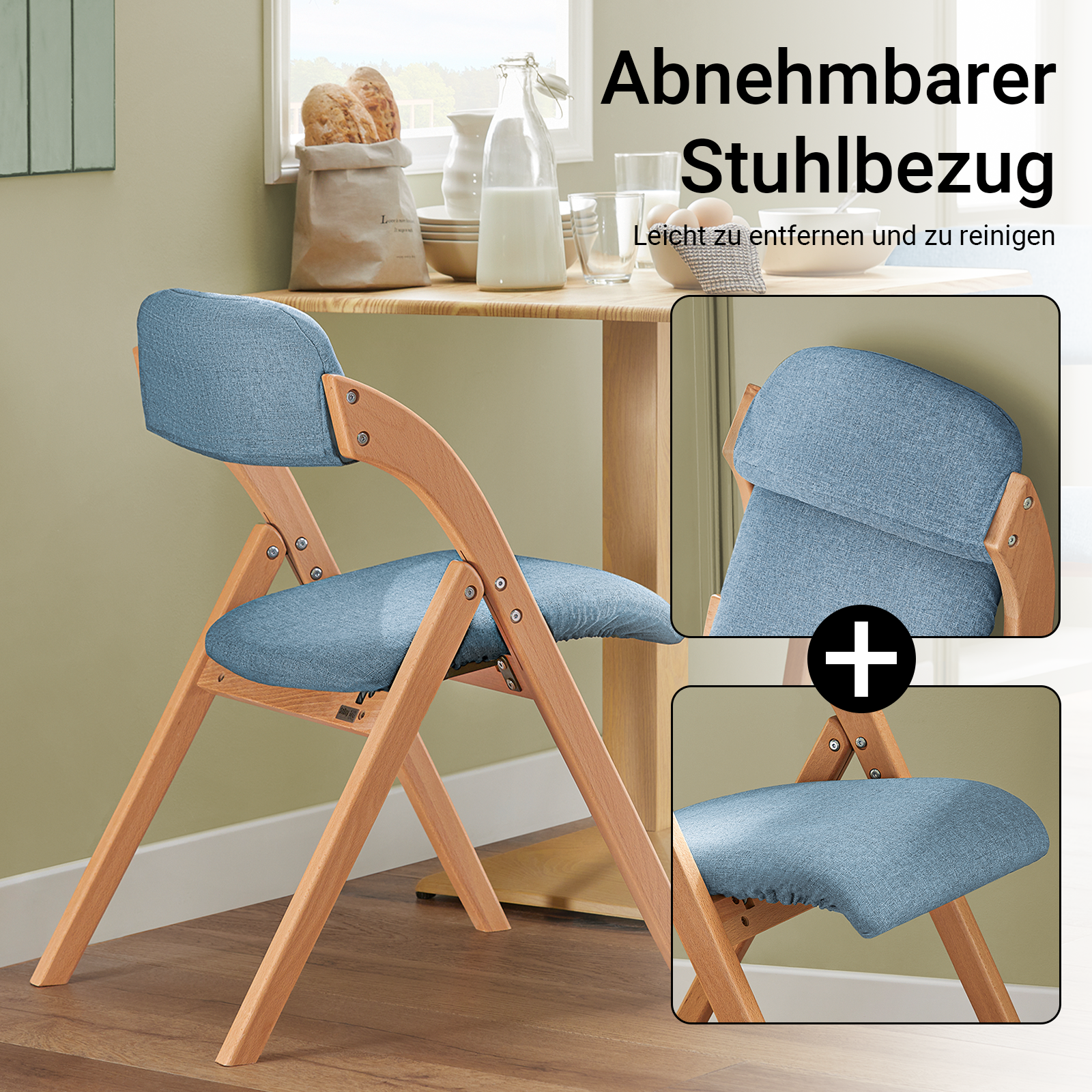 SoBuy | Klappstuhl | Küchenstuh l Schreibtischstuhl | Blau | FST92-BL