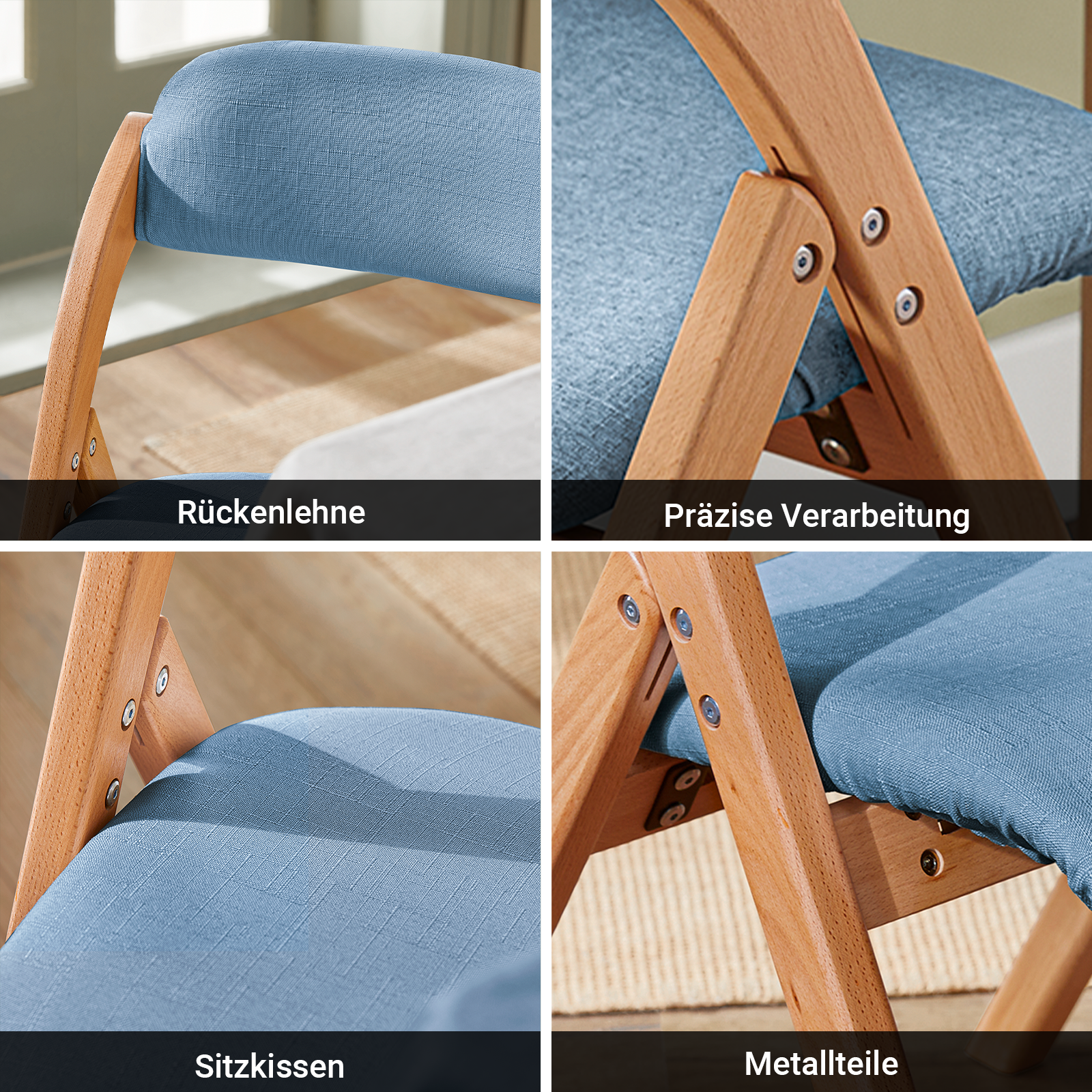 SoBuy | Klappstuhl | Küchenstuh l Schreibtischstuhl | Blau | FST92-BL