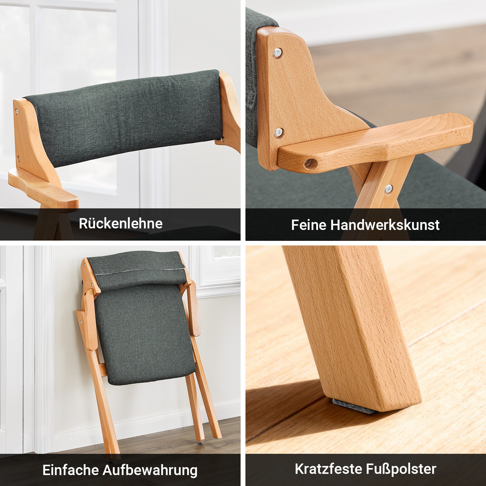 SoBuy | Klappstuhl | Küchenstuh | Schreibtischstuhl | Dunkelgrau | FST98-SG