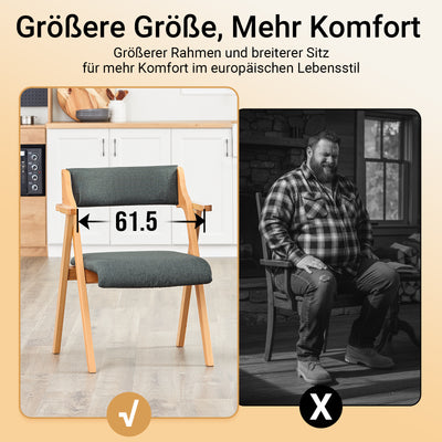 SoBuy Klappstühle 2er Set Vergrößerter&Verbreiterter Holz gepolstert Dunkelgrau FST98-SGX2
