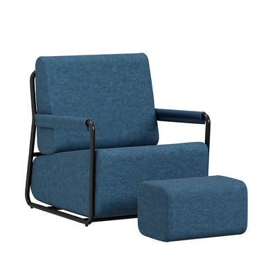 SoBuy | Sofa | Sessel mit Hocker Dunkelblau | Dark Blue | 59.5×67×78 cm | FST99-B