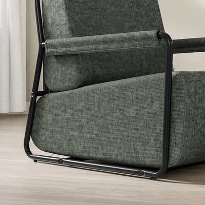SoBuy | Sofa | Sessel mit Hocker | Dark Gray | 74×67×78 cm | FST99-DG