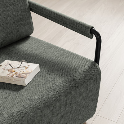 SoBuy | Sofa | Sessel mit Hocker | Dark Gray | 74×67×78 cm | FST99-DG