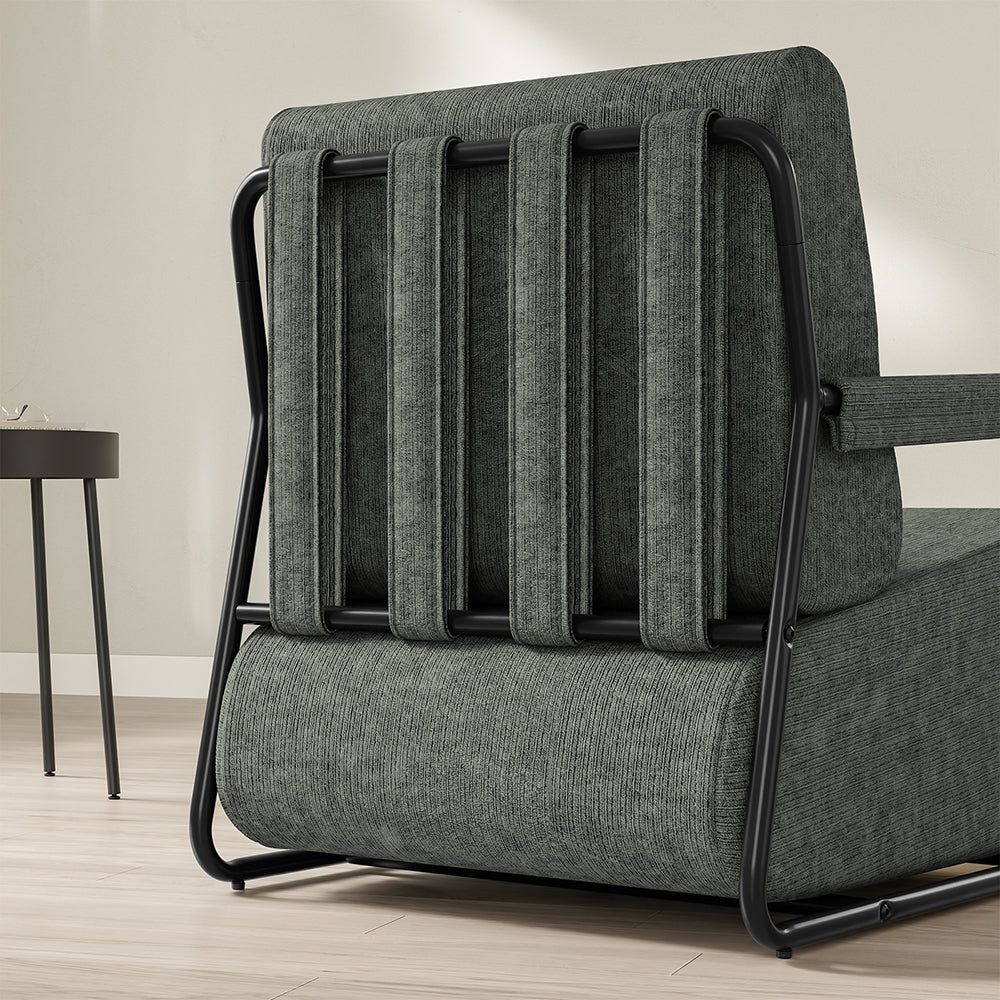 SoBuy | Sofa | Sessel mit Hocker | Dark Gray | 74×67×78 cm | FST99-DG