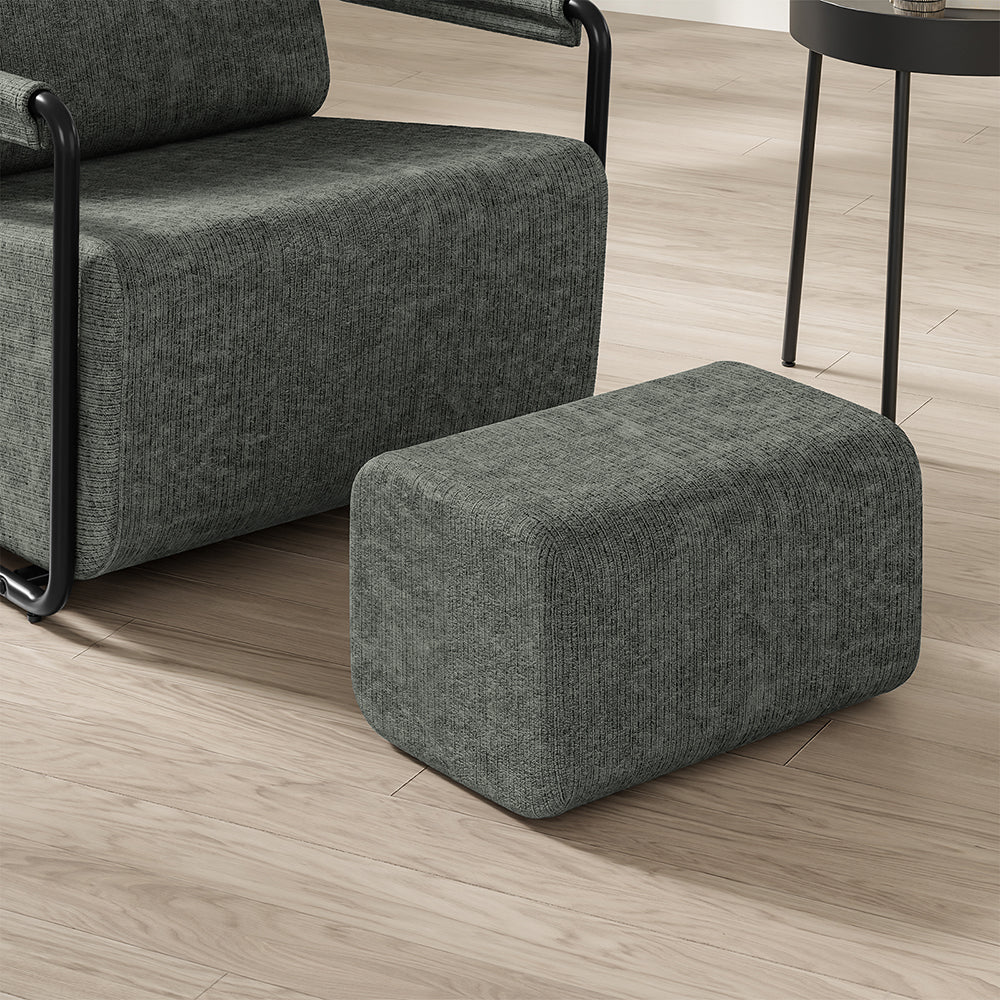 SoBuy | Sofa | Sessel mit Hocker | Dark Gray | 74×67×78 cm | FST99-DG