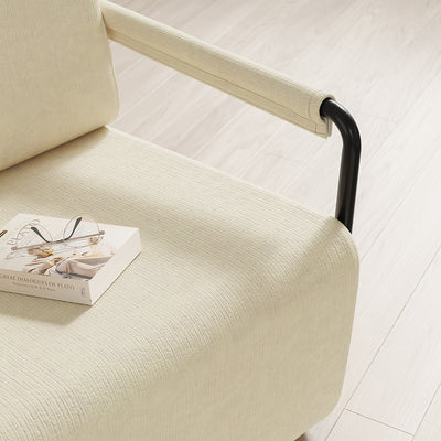 SoBuy | Sofa | Sessel mit Hocker Relax-Sessel beige | 59×74×78 cm | FST99-MI