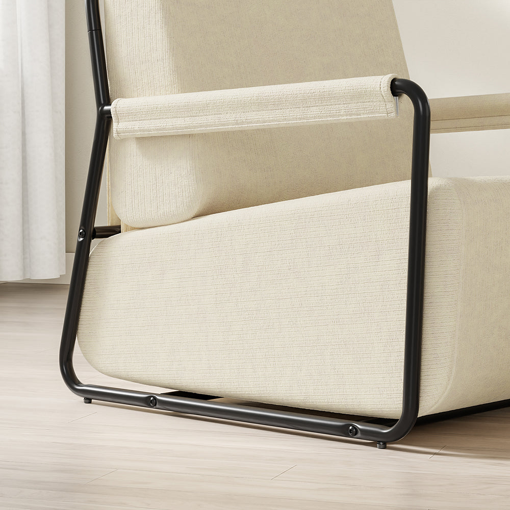 SoBuy | Sofa | Sessel mit Hocker Relax-Sessel beige | 59×74×78 cm | FST99-MI