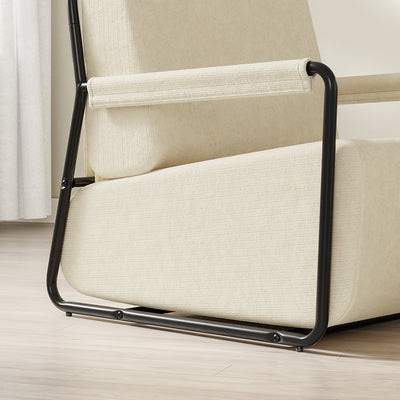 SoBuy | Sofa | Sessel mit Hocker Relax-Sessel beige | 59×74×78 cm | FST99-MI