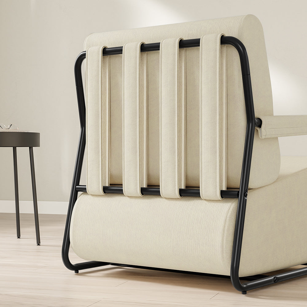 SoBuy | Sofa | Sessel mit Hocker Relax-Sessel beige | 59×74×78 cm | FST99-MI