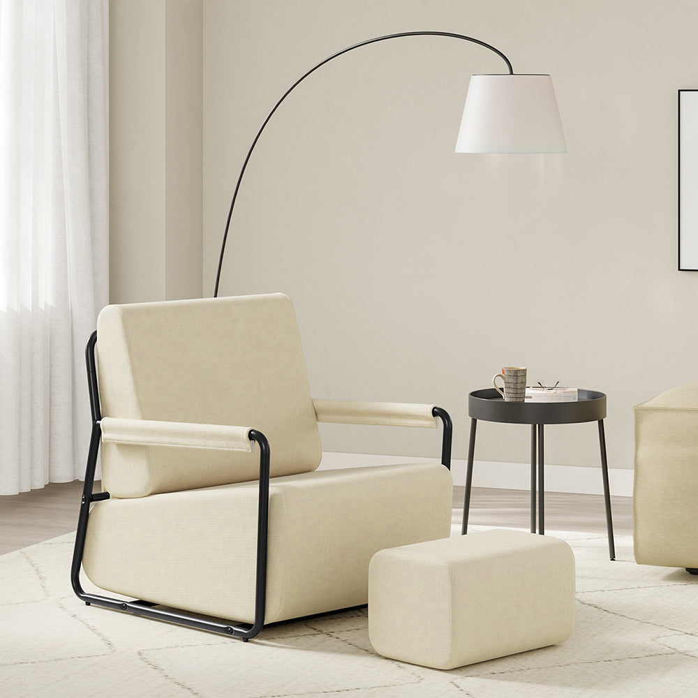 SoBuy | Sofa | Sessel mit Hocker Relax-Sessel beige | 59×74×78 cm | FST99-MI