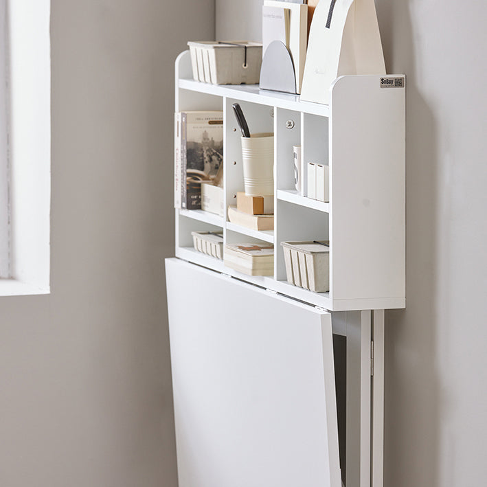 SoBuy | Wandklapptisch mit integriertem Regal | Wandschrank | Esstisch | Weiß | FWT07-II-W