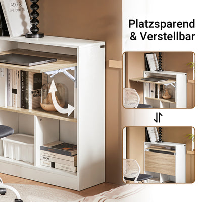 SoBuy Schreibtisch mit Klappbarer Arbeitsfläche Kompakter Computer Schreibtisch Arbeitstisch Weiß und Natur 70x57x85cm FWT104-WN –