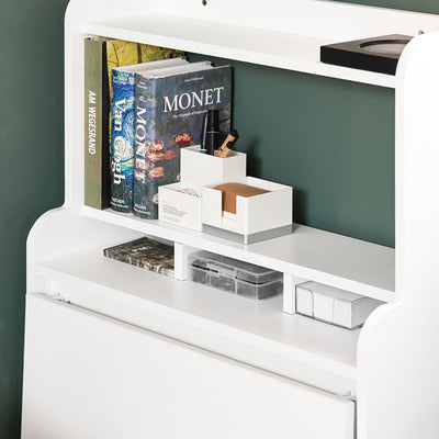 SoBuy | Schreibtisch klappbar | Klapptisch mit Aufbewahrungsbox | Arbeitstisch für Homeoffice | FWT105-II-W