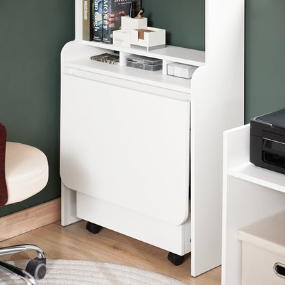 SoBuy | Schreibtisch klappbar | Klapptisch mit Aufbewahrungsbox | Arbeitstisch für Homeoffice | FWT105-W