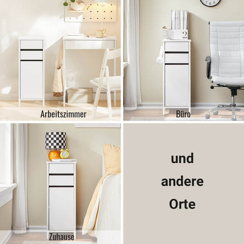 SoBuy | Aufbewahrungsschrank | schmaler Sideboard| Büroschrank | Nachttisch | Weiß | FWT108-W