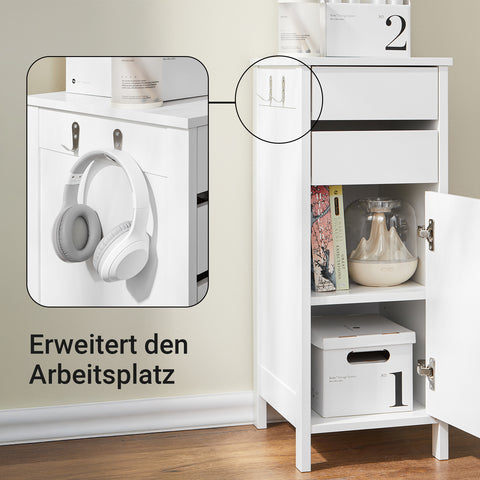 SoBuy | Aufbewahrungsschrank | schmaler Sideboard| Büroschrank | Nachttisch | Weiß | FWT108-W