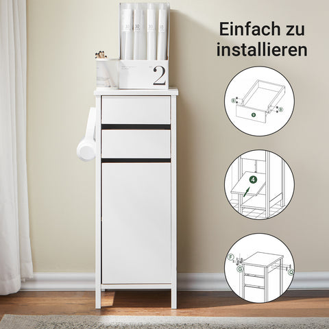 SoBuy | Aufbewahrungsschrank | schmaler Sideboard| Büroschrank | Nachttisch | Weiß | FWT108-W