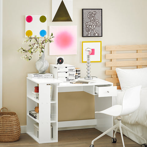 SoBuy | Schreibtisch Weiß | Schreibtisch mit Regal | Schreibtisch Kinder | FWT35-W