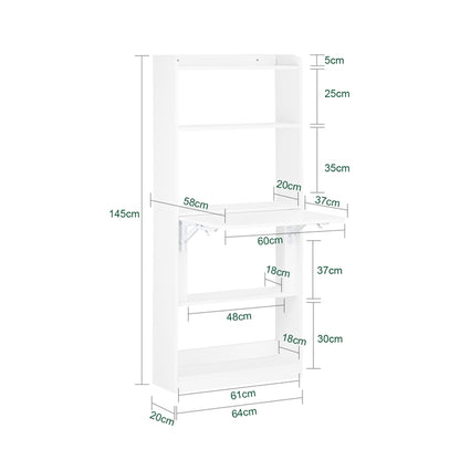 SoBuy | Klapptisch mit 5 Ablagen | Computertisch | Arbeitstisch | Weiß | FWT92-H-W