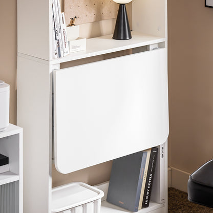 SoBuy | Klapptisch mit 5 Ablagen | Computertisch | Arbeitstisch | Weiß | FWT92-H-W