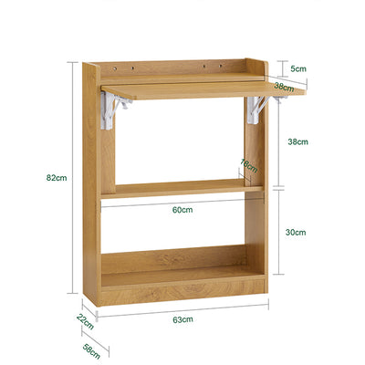 SoBuy | Klapptisch mit 3 Ablagen | Schreibtisch klappbar | Computertisch | Arbeitstisch | Natur | FWT92-N