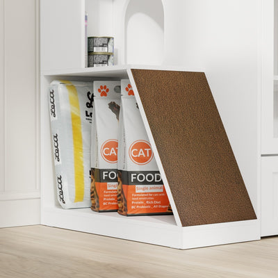 SoBuy Katzentoilettenschrank Katzenklo-Schrank in Weiß mit Schublade 98×60×80 cm HAT02-L-E-W