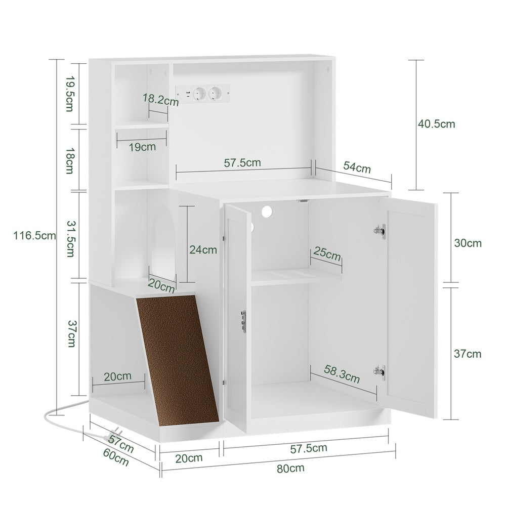 SoBuy Katzentoilettenschrank Mehrzweckschrank Kommode Weiß mit Katzenklo-Integration HAT10-E-W