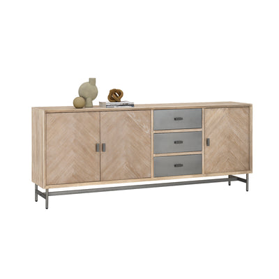 SoBuy | Sideboard Kommode Küchenschrank | 3 Schubladen & 3 Türen | vormontiert & stabil | Gummibaumholz | HFSB05-N