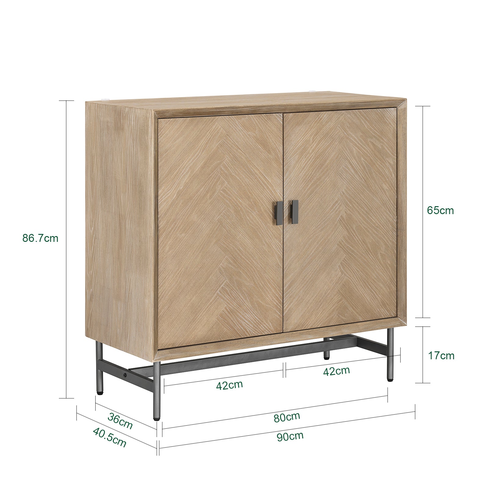 SoBuy | Sideboard Kommode Küchenschrank | vormontiert & stabil | 2 Türen | Gummibaumholz | HFSB06-N