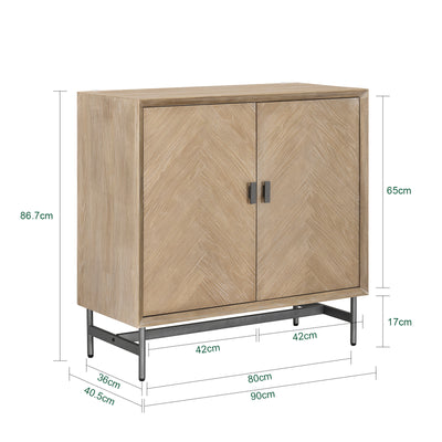 SoBuy | Sideboard Kommode Küchenschrank | vormontiert & stabil | 2 Türen | Gummibaumholz | HFSB06-N