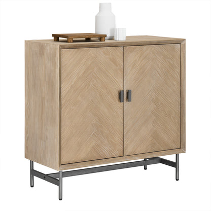 SoBuy | Sideboard Kommode Küchenschrank | vormontiert & stabil | 2 Türen | Gummibaumholz | HFSB06-N