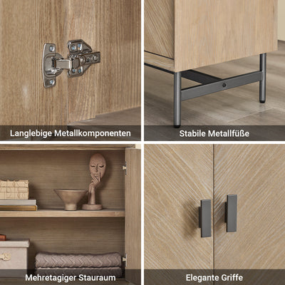 SoBuy | Sideboard Kommode Küchenschrank | vormontiert & stabil | 2 Türen | Gummibaumholz | HFSB06-N