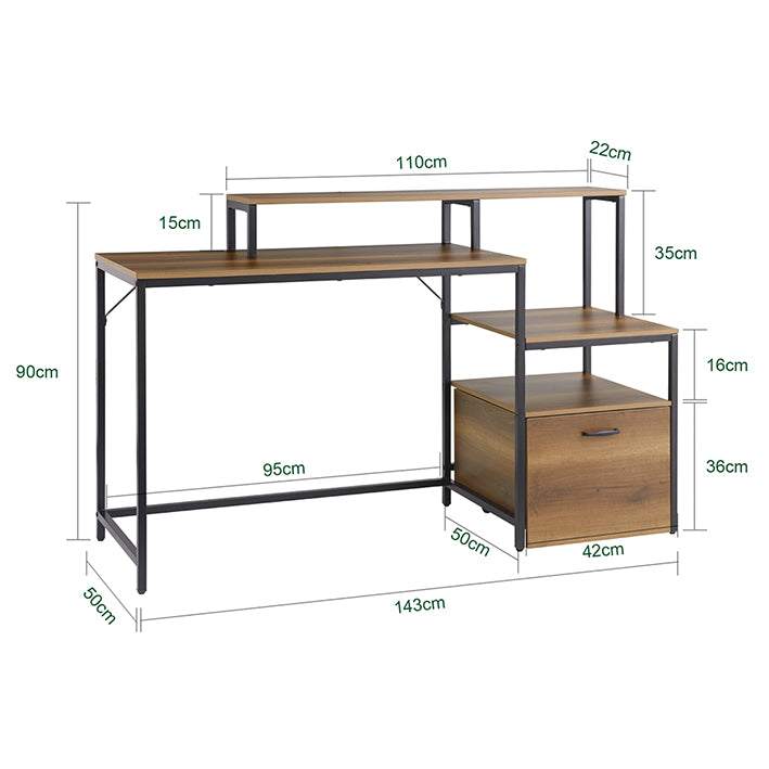 SoBuy | Schreibtisch | Computertisch | Bürotisch Homeoffice | Eckschreibtisch | Industrie-Design | FWT103-PF