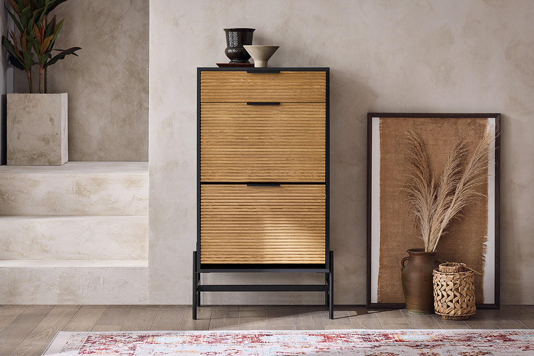 SoBuy | Schuhkipper mit 2 Klappen | Schuhschrank schmal | Schuhkommode | HFSR03-SCH