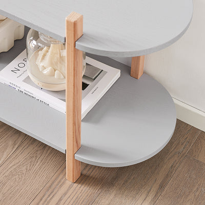 SoBuy | Multifunktionales Regal | Bücherregal | Standregal mit 2 Ablagen | Standregal | Grau/Natur | HSTR01-HG