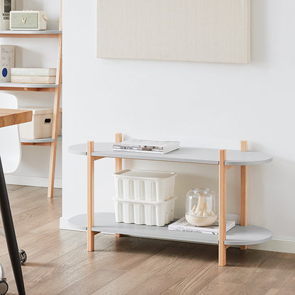 SoBuy | Multifunktionales Regal | Bücherregal | Standregal mit 2 Ablagen | Standregal | Grau/Natur | HSTR01-HG